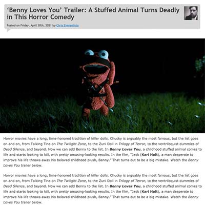 ‘Benny Loves You’ Trailer: A Stuffed Animal Turns Deadly in This Horror Comedy